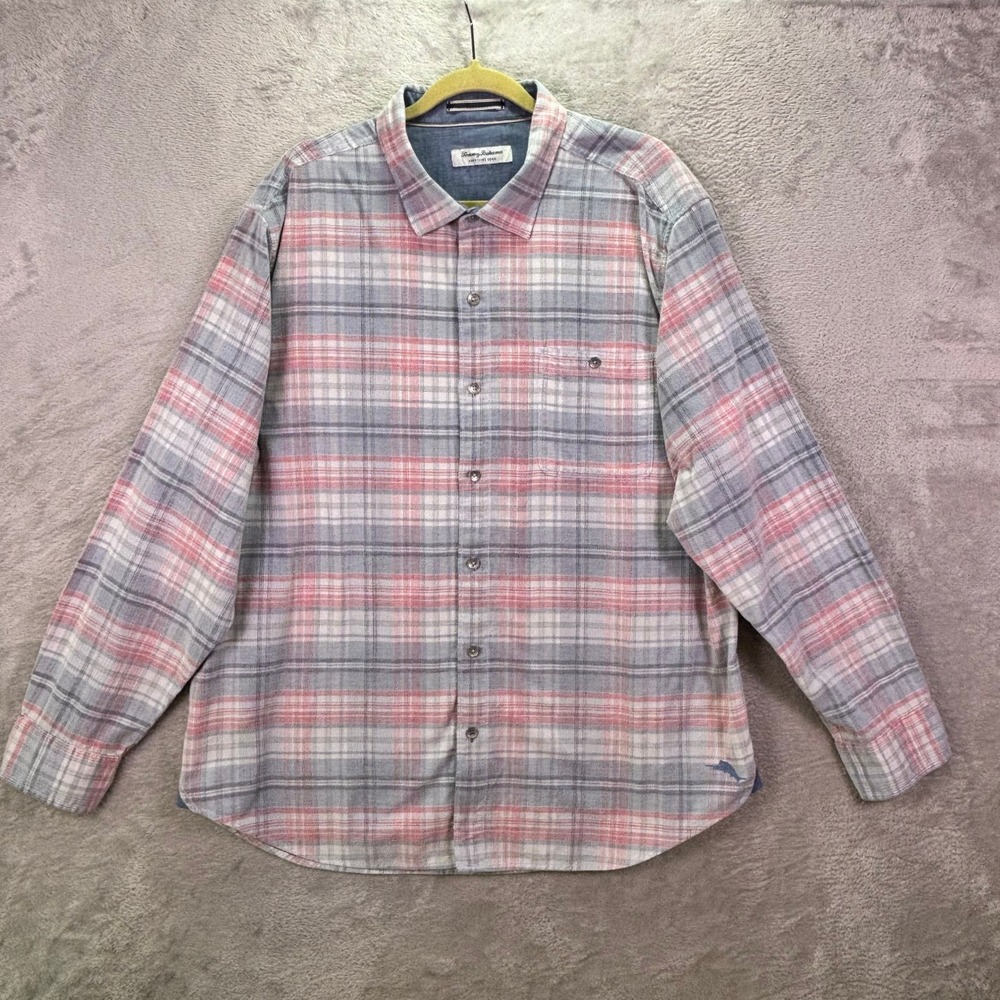 Tommy Bahama Mens Shirt Size XXL Multicolor Plaid Coastline Cord Button Down